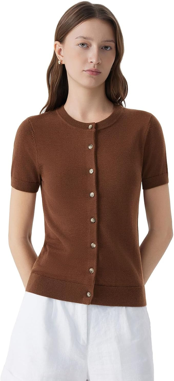 SUUKSESS Women Silk Cashmere Blend Cardigan Sweaters Summer Button Up Knit Outfits | Amazon (US)