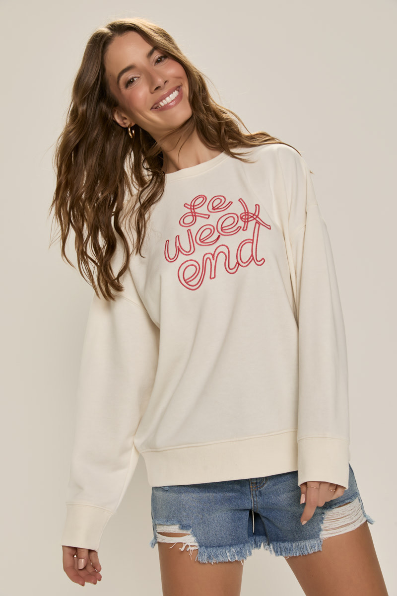 Le Weekend Embroidered Sweatshirt | Francesca's