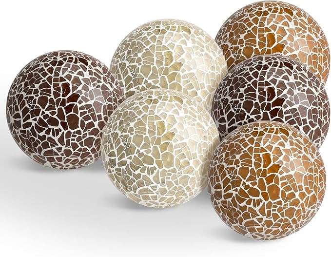Vesici 6 Pcs Mosaic Sphere Balls Decorative for Bowls, Mosaic Glass Balls Decorative Orbs Table S... | Amazon (US)