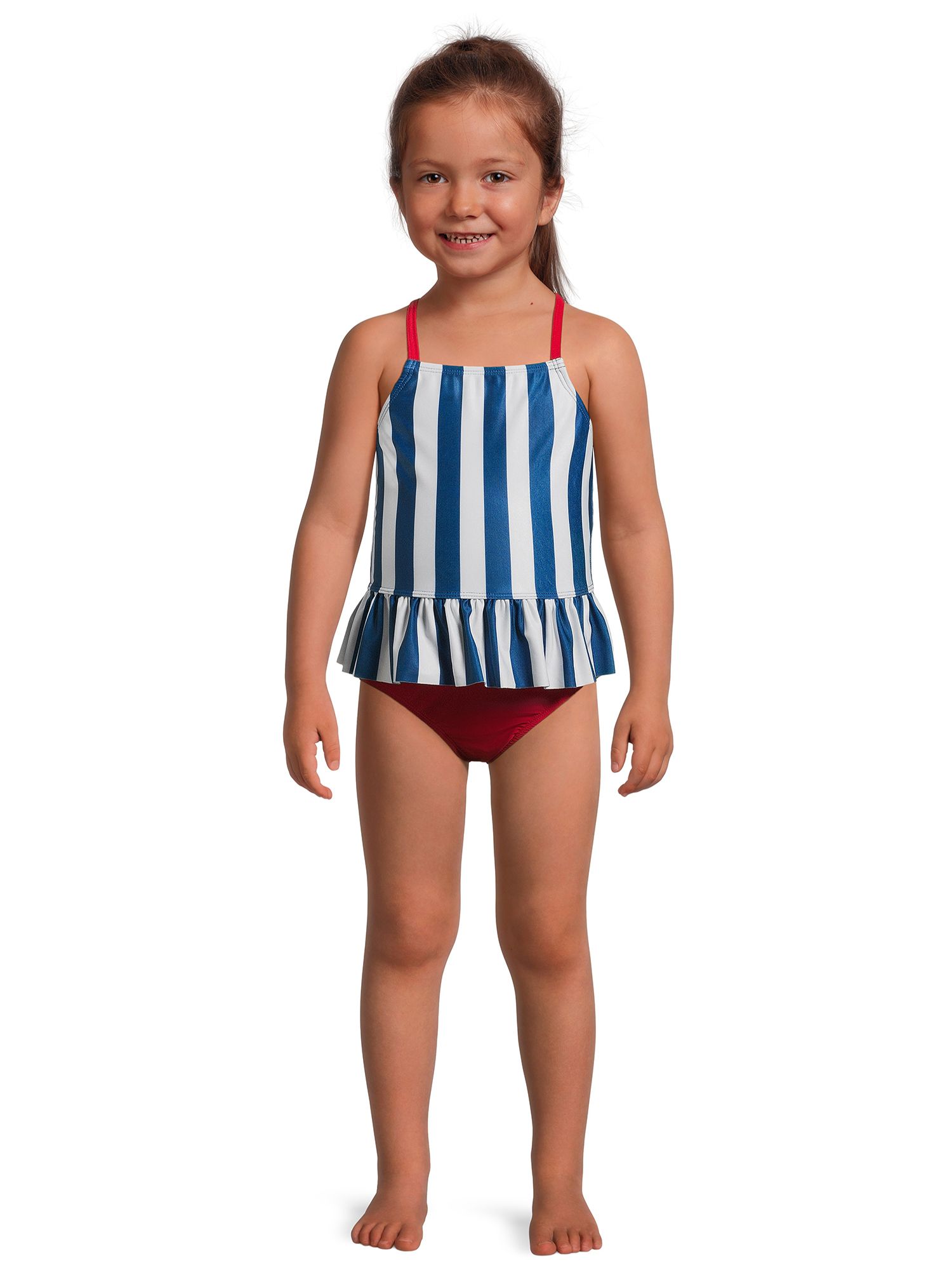 Wonder Nation Toddler Girl Cross-Back Tankini Swimsuit, Sizes 12M-5T | Walmart (US)