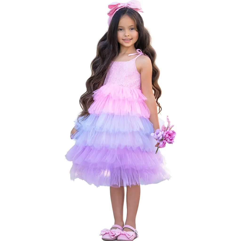 Mia Belle Girls Girls Unicorn Lace Tiered Tutu Dress in Pink at Nordstrom, Size 2-3T | Nordstrom