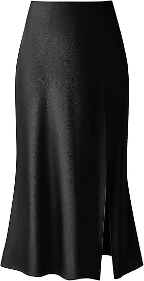 Keasmto Leopard Print Skirt for Women Cheetah High Waist Silk Satin Elasticized Skirts | Amazon (US)