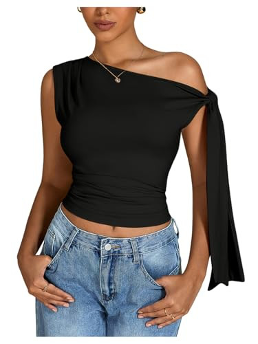 Milumia Women's One Off The Shoulder Tank Tops Asymmetrical Going Out Top | Amazon (US)