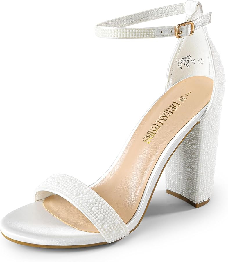 DREAM PAIRS Women's Hi-Chunk High Heel Pump Sandals | Amazon (US)