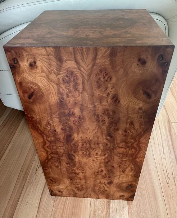 Genuine Burl Wood Pedestal Cube End Table Geometric Side Table Modern Furniture Made in USA | Etsy (US)