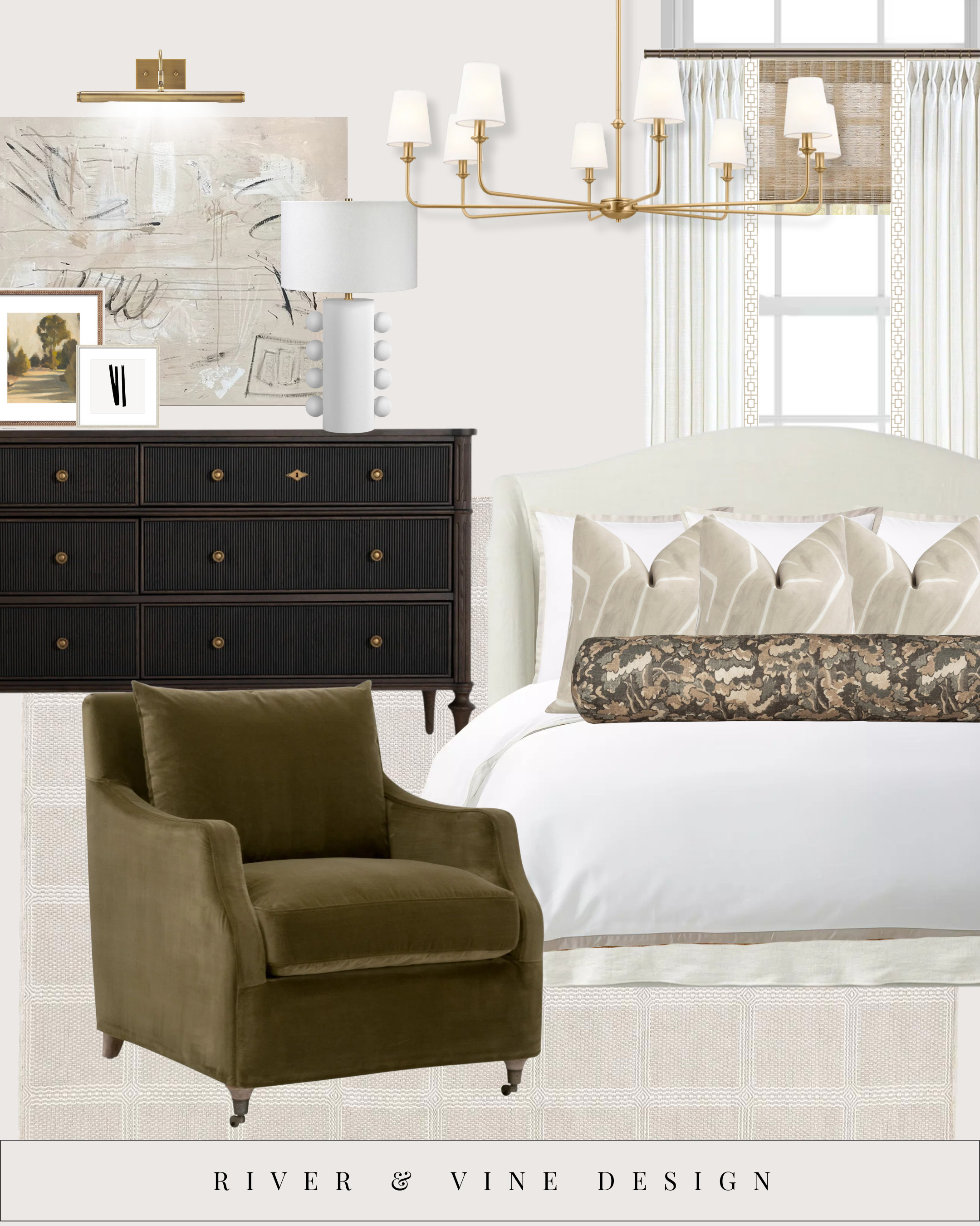 If old-money elegance and modern restraint had a baby… this would be the primary suite. 😌✨

This moodboard is traditional with a wink — tailored silhouettes, rich espresso wood, olive velvet, warm brass… and then we soften it all with creamy bedding and airy linen. It’s giving heirloom. It’s giving updated classic. It’s giving “this house has good bones and better taste.”

Here’s why this works so well:

• Deep, moody wood for grounding
• Layered neutrals so it feels calm — not busy
• A tailored upholstered bed for softness
• Antique-inspired brass lighting to elevate everything
• A touch of pattern to keep it from feeling flat

It’s timeless… but not stuffy. Polished… but still cozy.
The kind of primary suite that feels expensive without screaming for attention.

Save this if you love a classic home with a modern twist — and tell me: are you team moody wood or light oak forever? 👀 

 #LTKHome