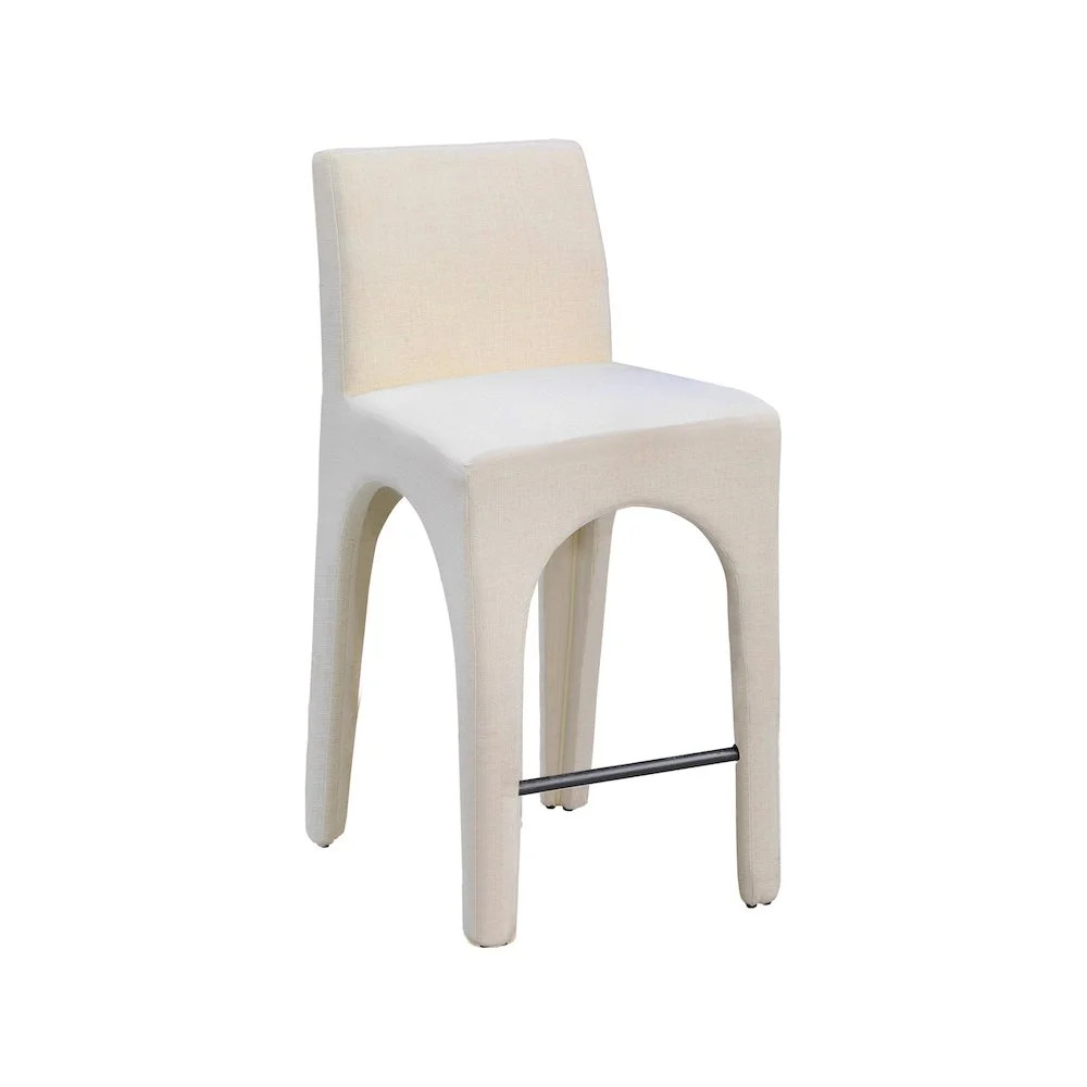 Meridian Furniture Gramercy Beige Linen Textured Fabric Stool | Walmart (US)