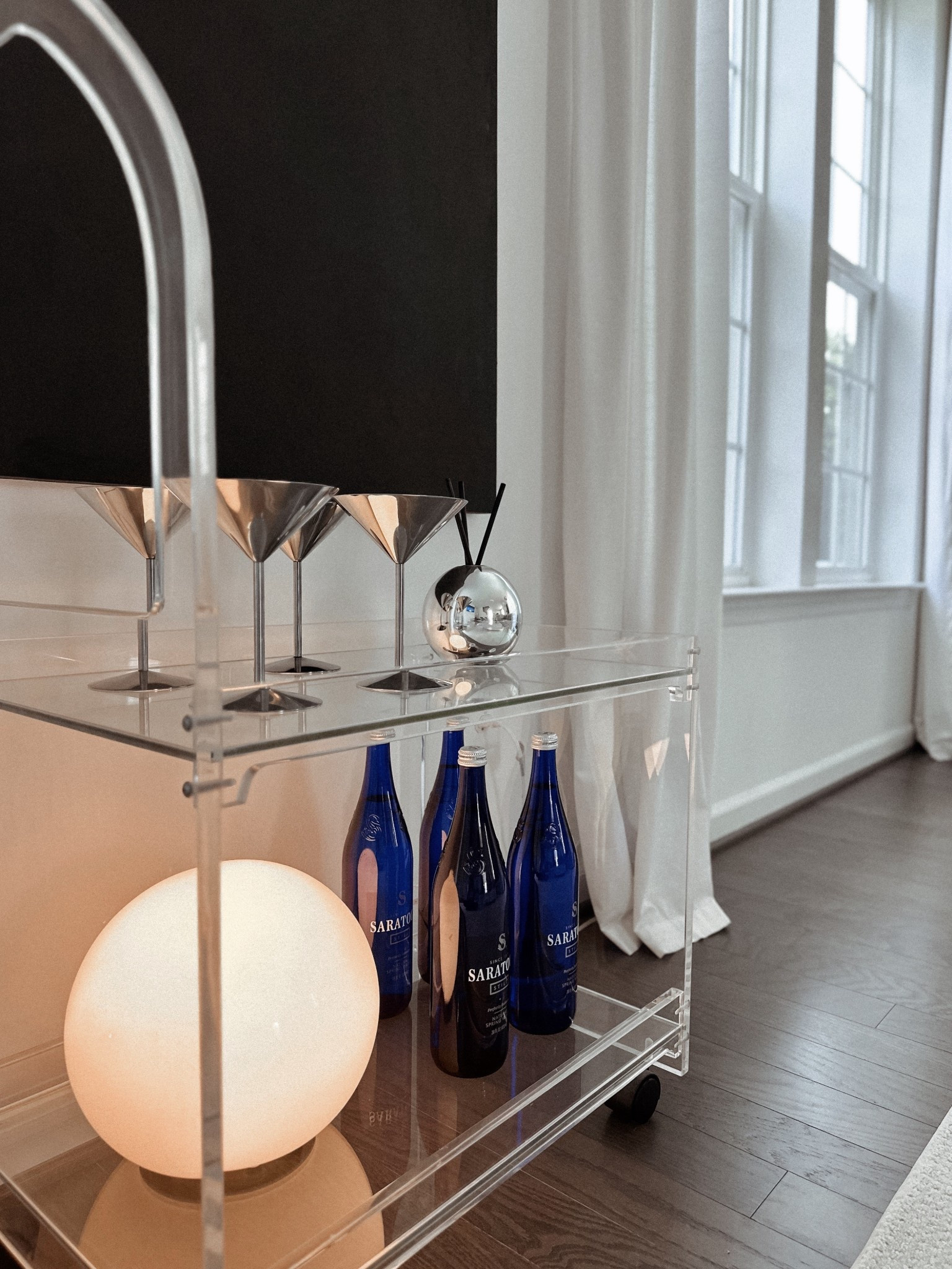 Vintage (water) bar cart styling 🫶🏼

Home decor, stainless steel martini glasses, everlasting candle, Neva everlasting candle vase 

#LTKHome #LTKFindsUnder100 #LTKFindsUnder50