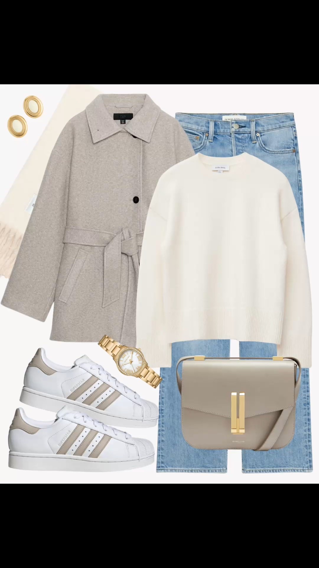 A late fall to early winter outfit with a belted coat, sweater, jeans, sneakers, crossbody / shoulder bag, scarf, wear to Thanksgiving / Friendsgiving, everyday activities 

#LTKCyberWeek #LTKSaleAlert #LTKootd
