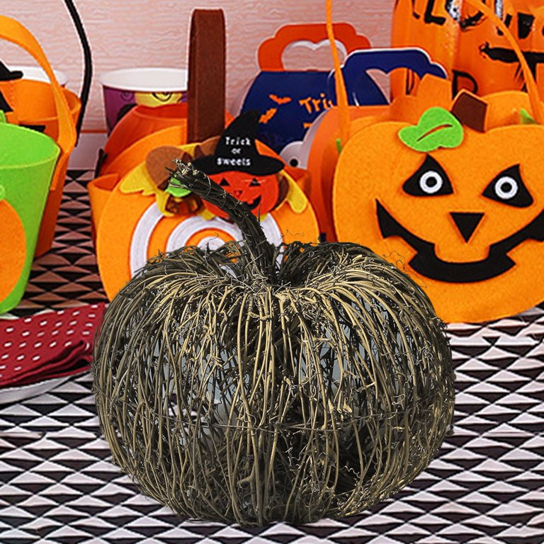 Visland Artificial Pumpkins Rattan Woven Pumpkin Ornament Simulation Fall Harvest Pumpkins for Ha... | Walmart (US)