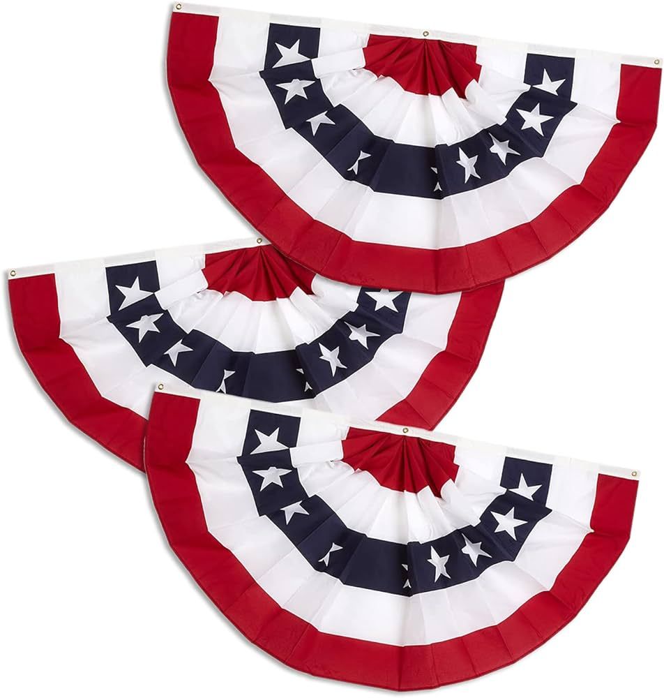 1.5x3 Ft 4th of July Decorations Memorial Day American flags Bunting Flags outdoor- Half Fan Bann... | Amazon (US)