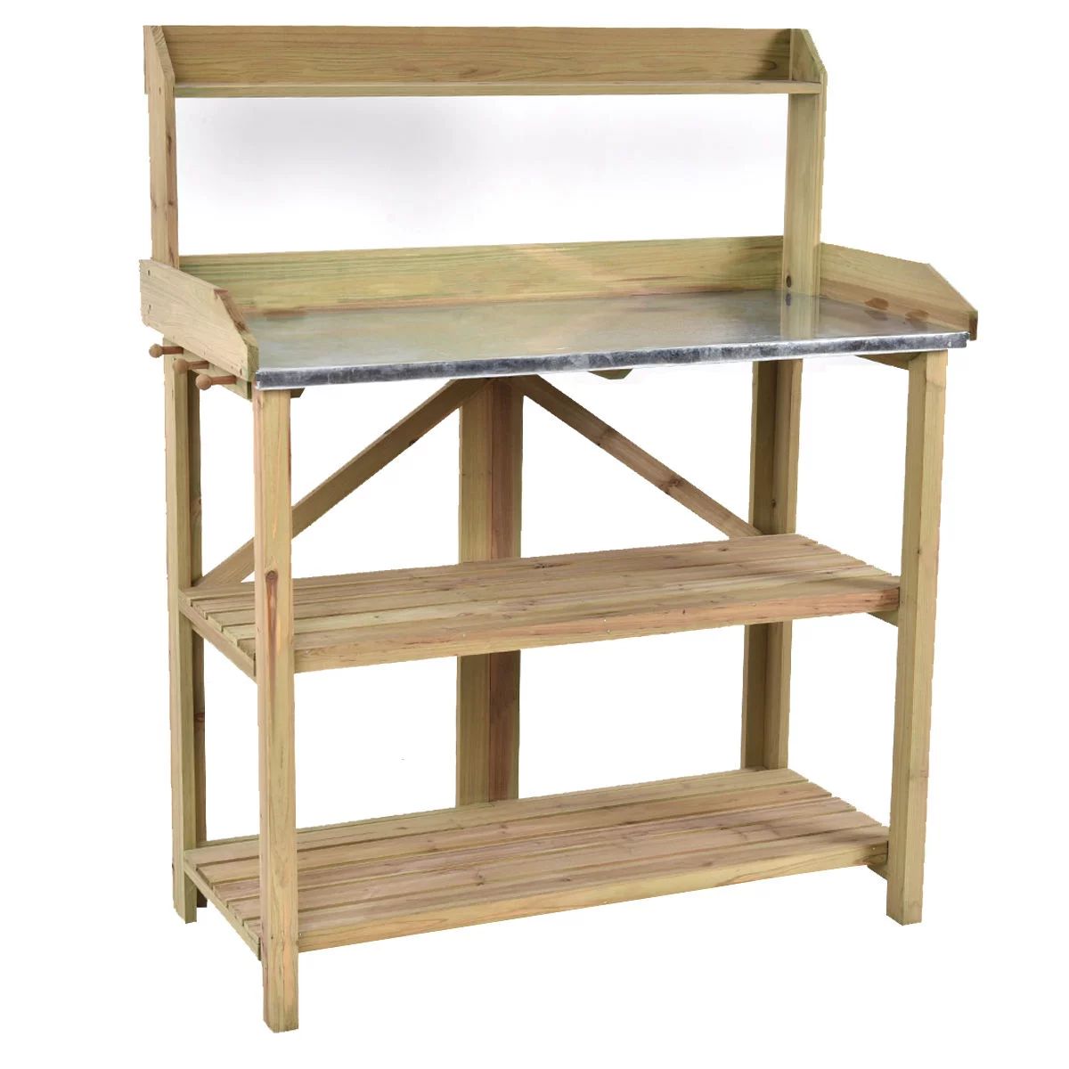 Costway Fir Wood Potting Bench Station with Three Shelves | Walmart (US)