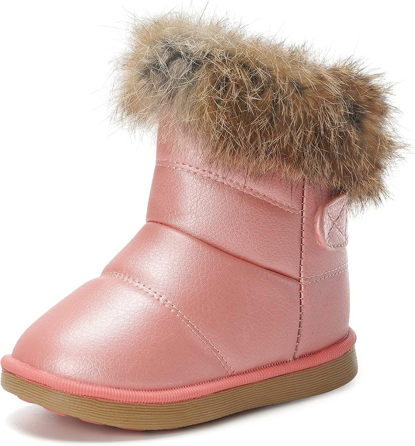 KVbabby Toddler boots Kids Snow Boots Girl's Warm Winter Boots Waterproof Boot PU Leather Non-sli... | Amazon (US)