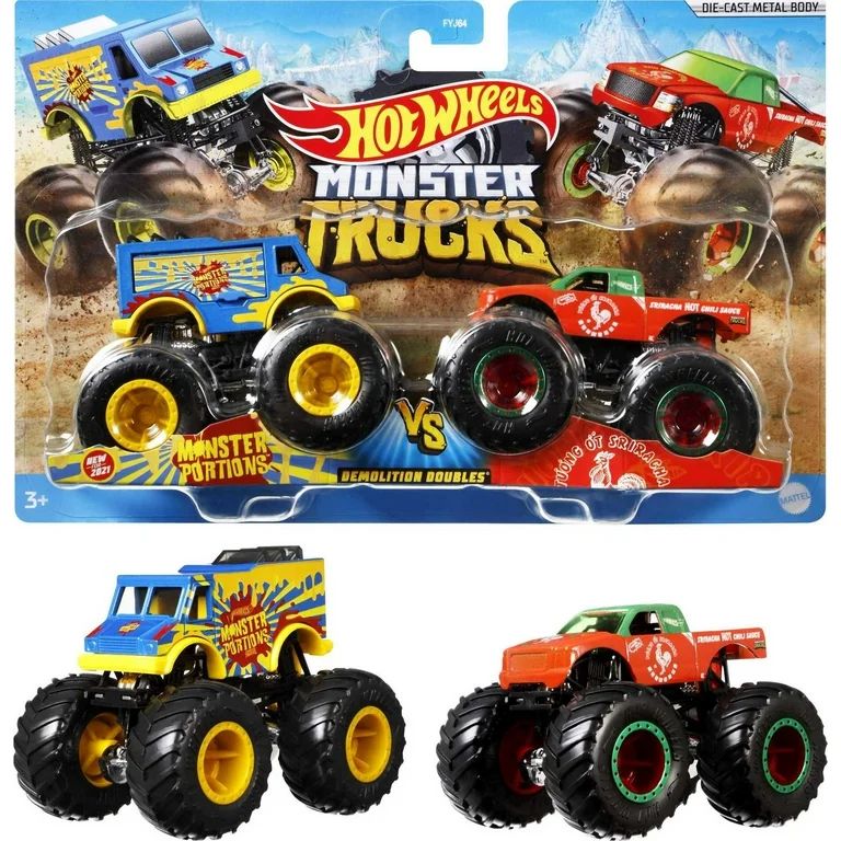 Hot Wheels Monster Trucks Demolition Doubles, Set of 2 Toy Trucks (Styles May Vary) | Walmart (US)