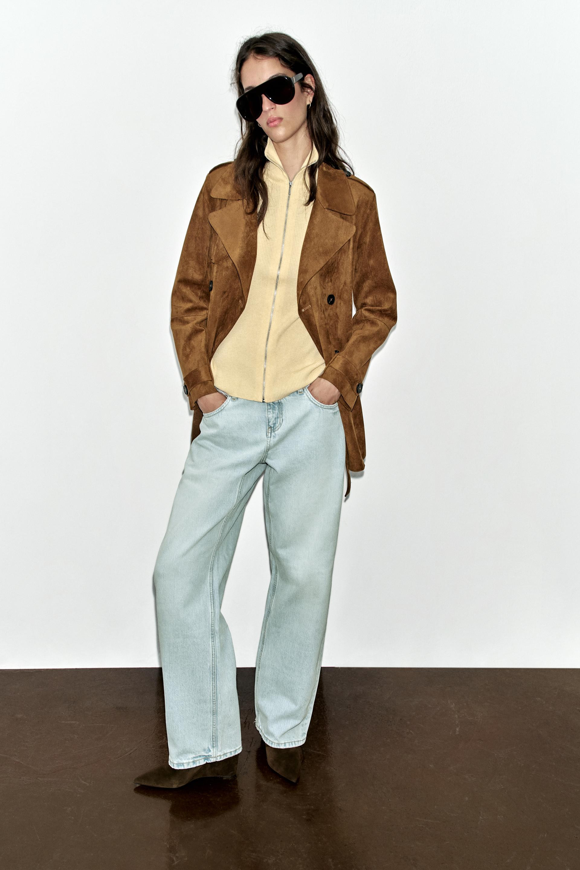 Zara - Belted Suede Effect Trench Coat - Brown - S - Woman | Zara US