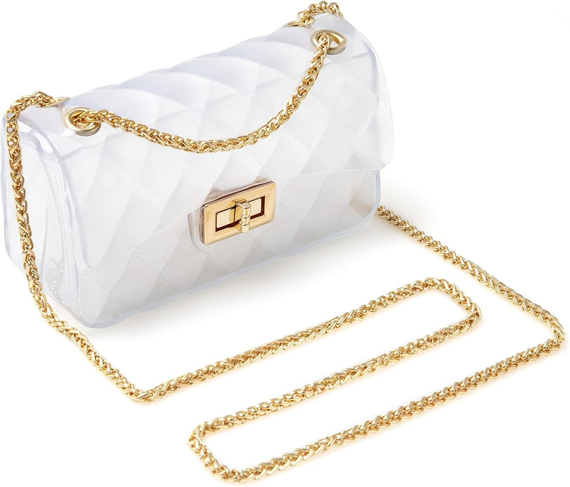 MOETYANG Semi Clear Purse for women,Jelly Purse, Clutch Crossbody Shoulder Bag Fashion Design | Amazon (US)