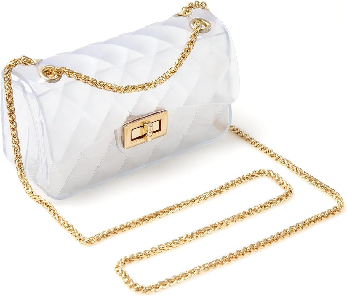 MOETYANG Semi Clear Purse for women,Jelly Purse, Clutch Crossbody Shoulder Bag Fashion Design | Amazon (US)