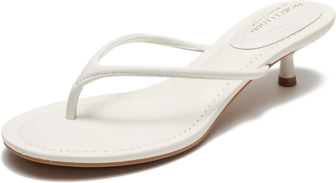 Project Cloud 100% Genuine Leather Kitten Heels for Women Footwear - Memory Foam Fashion Thong He... | Amazon (US)