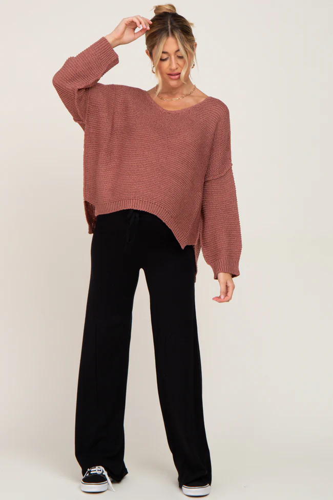 Rust Knit Dolman Sleeve Maternity Sweater | PinkBlush Maternity