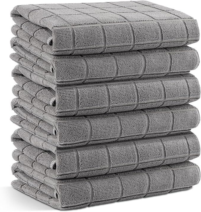 HOMEXCEL Kitchen Towels 6 Pack,Soft and Super Absorbent Hand Towels,Lint Free Lattice Designed Wa... | Amazon (US)