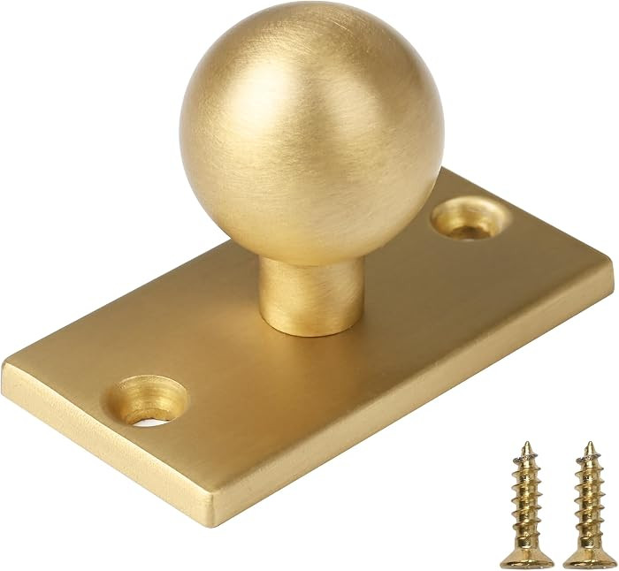 5 Pack Brushed Gold Solid Brass Cabinet Knobs with Backplate, Modern Kitchen Drawer Pulls for Cup... | Amazon (US)