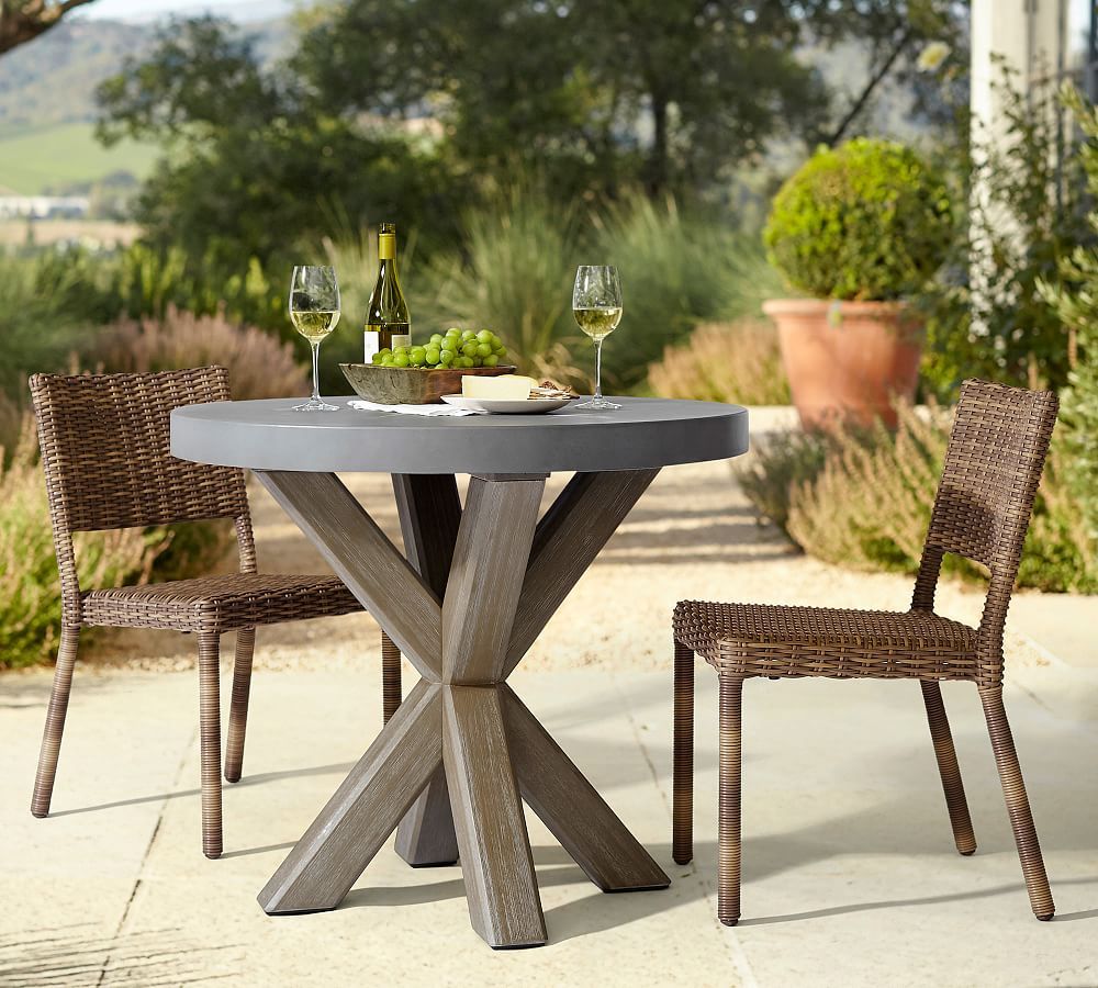 Abbott Concrete Bistro Table + Torrey Stackable Chair Dining Set | Pottery Barn (US)
