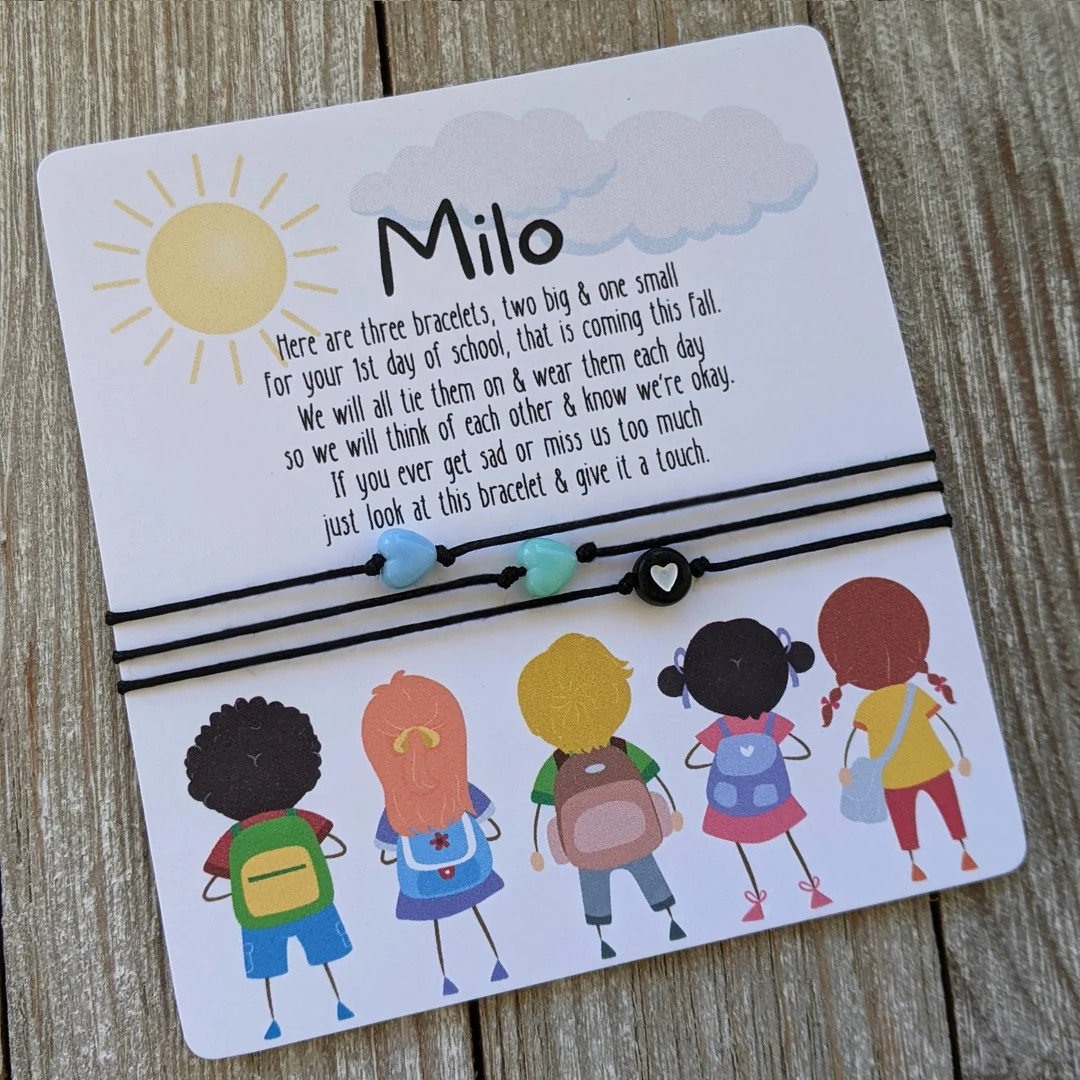 Family First Day of Preschool Kindergarten Daddy and Me Jewelry Back to School Bracelet Set of 3 ... | Etsy (US)