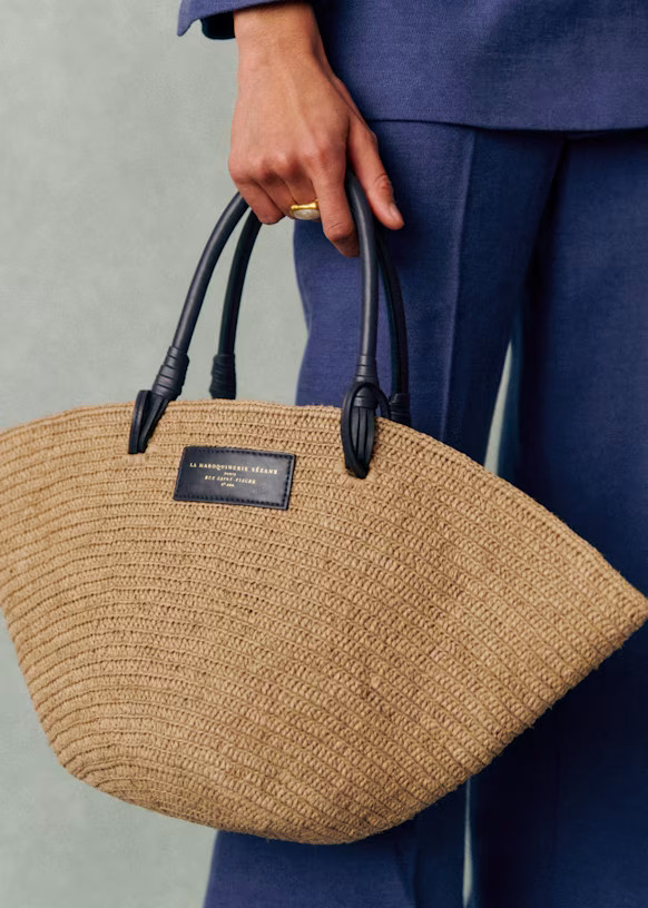 Justine Basket - Deep natural navy raffia  - Raffia - Sézane | Sezane - UK