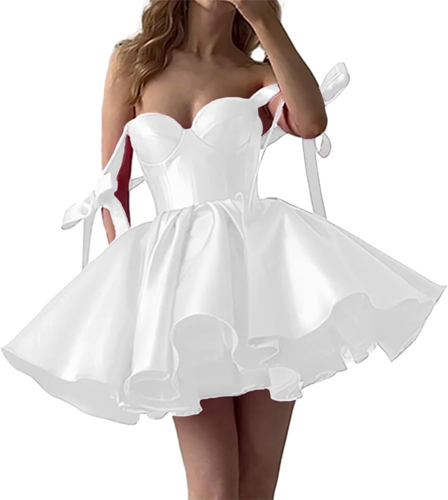 Homecoming Dresses Short Prom Dresses for Teens 2025 Sparkly Satin Sweetheart Homecoming Dress wi... | Amazon (US)