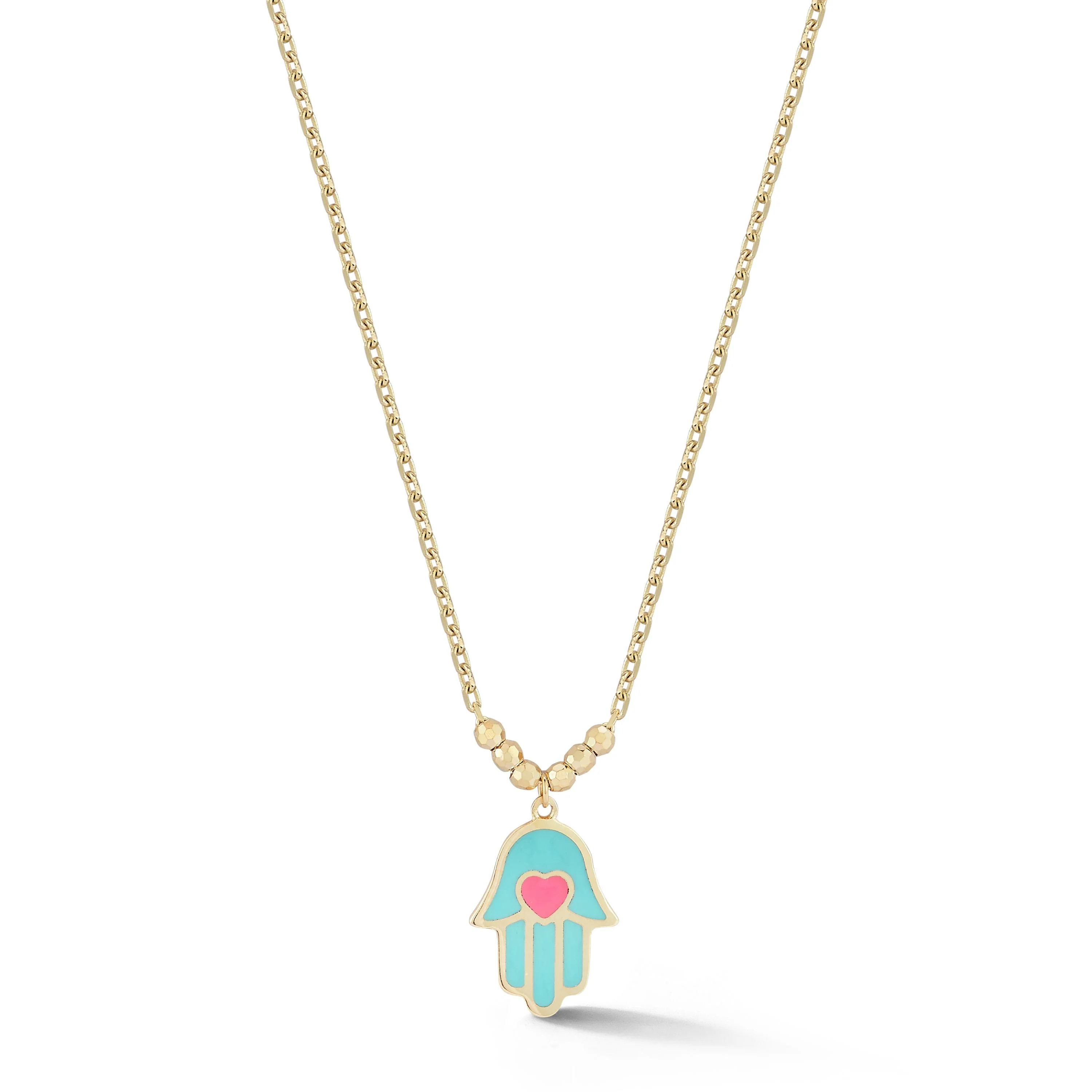 14K Gold Enamel Heart Hamsa Necklace | Shop Simon