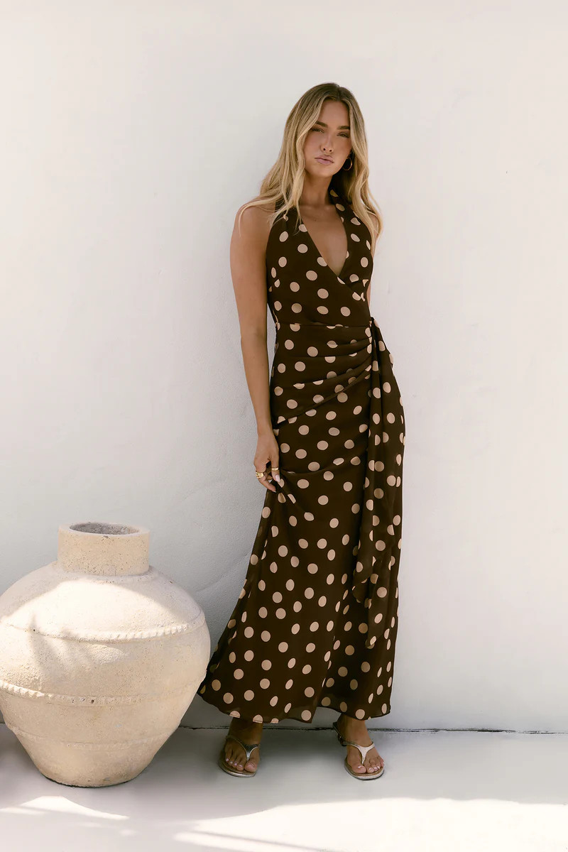 Spot The Treasure Maxi Dress Brown | Fortunate One