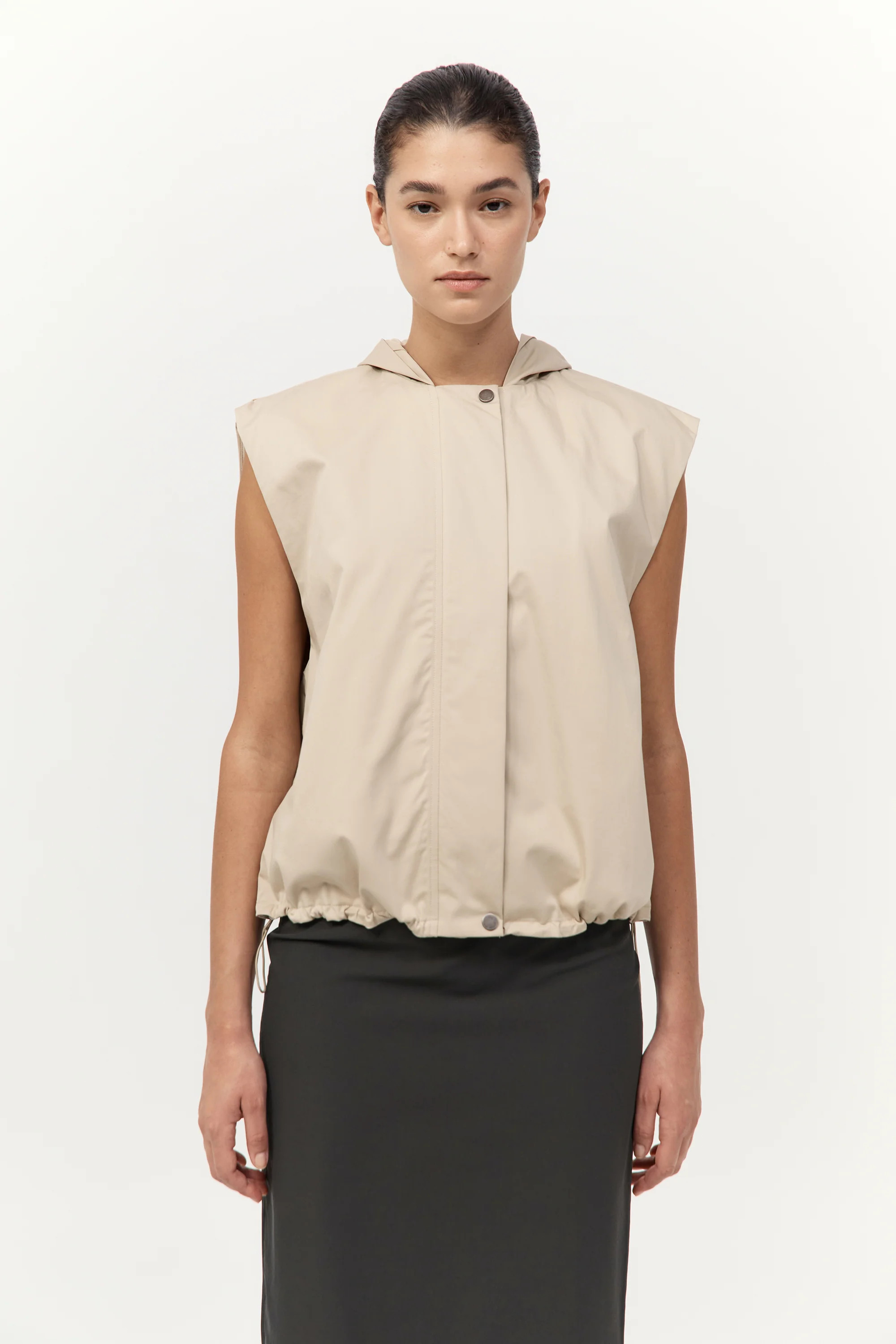 Cotton Sleeveless Parka - Champagne | St. Agni (US, UK, EU)