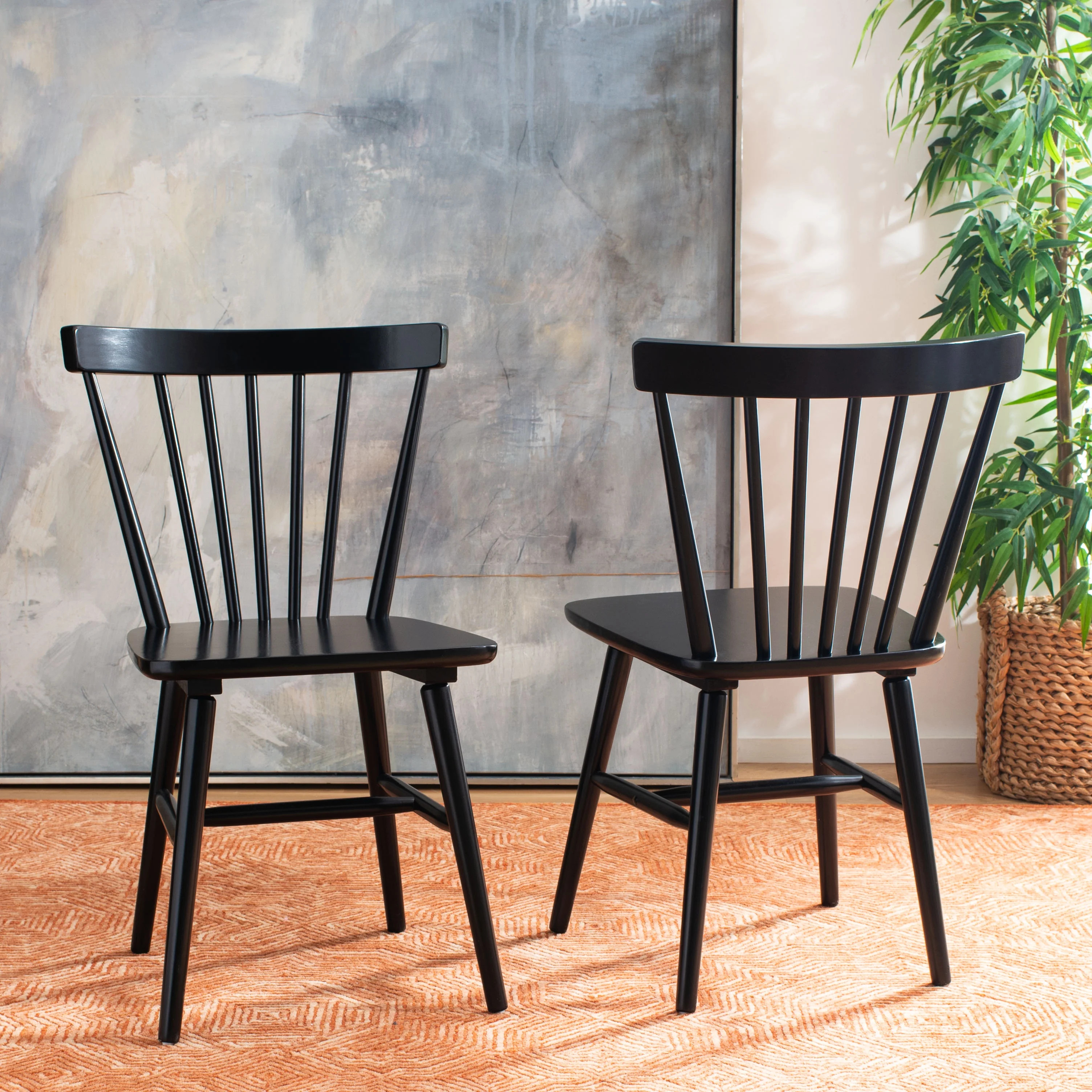 SAFAVIEH Winona Spindle Back Dining Chair, Black, Set of 2 | Walmart (US)