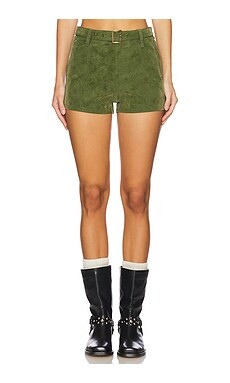 Free People x REVOLVE Jada Suede Micro Short in Chives from Revolve.com | Revolve Clothing (Global)