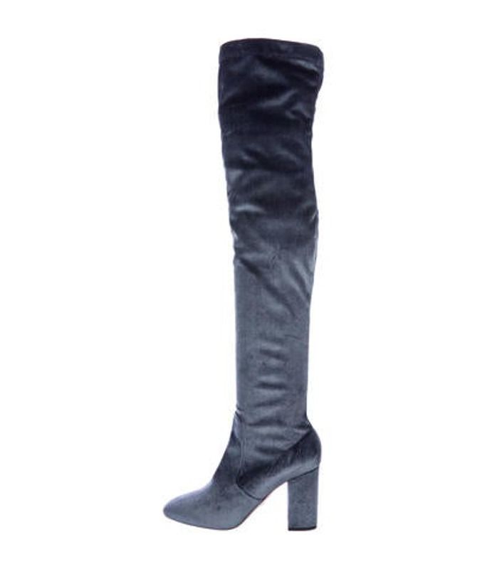 Aquazzura Velvet Over-The-Knee Boots Blue Aquazzura Velvet Over-The-Knee Boots | The RealReal