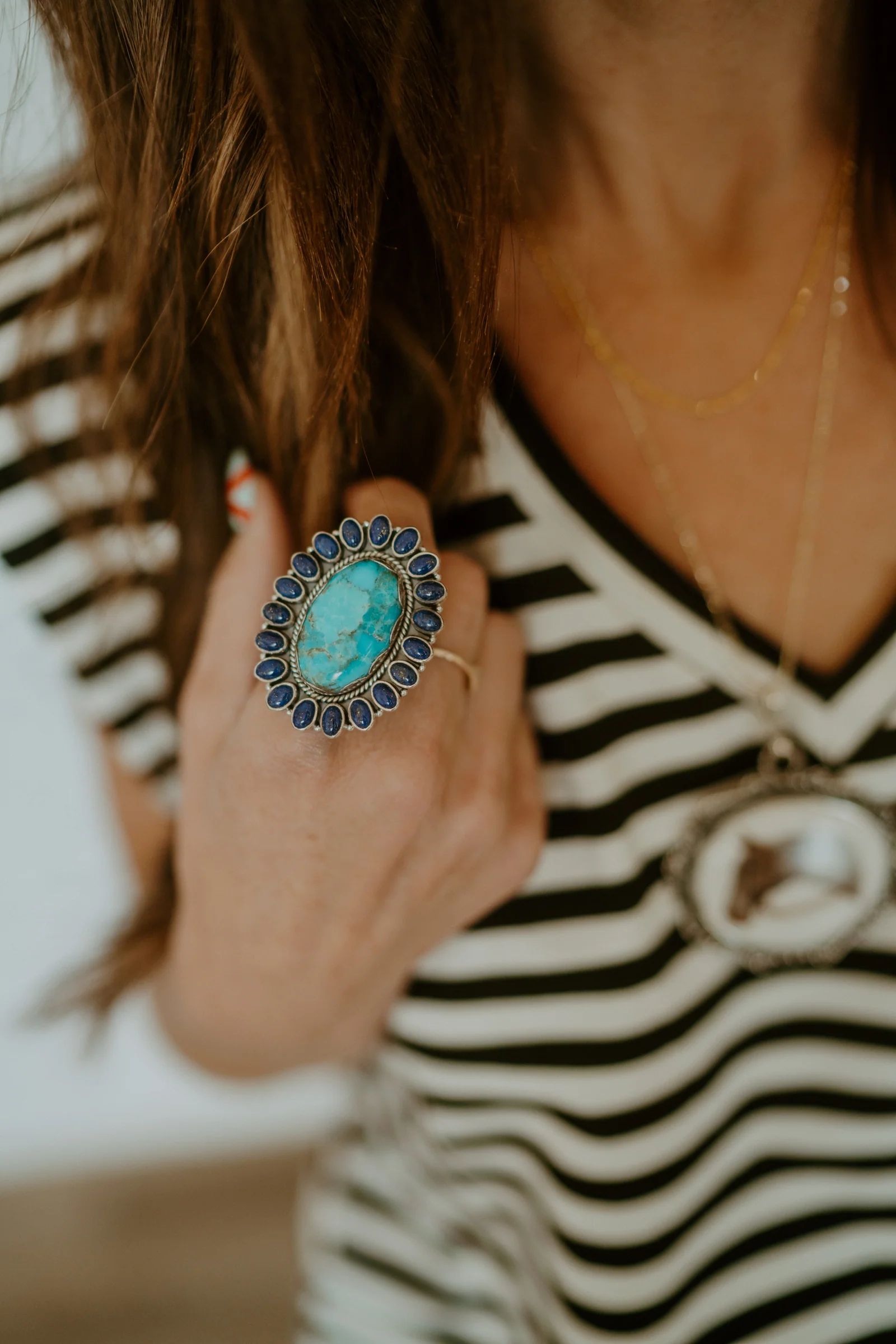 Rayma Ring | Turquoise + Blue Lapis | Goldie Lew Jewelry