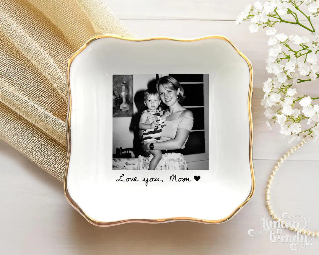 Personalized Mom Photo Jewelry Dish: Ceramic Trinket Tray Gift for Mom, Thank You Grandma, Birthd... | Etsy (US)