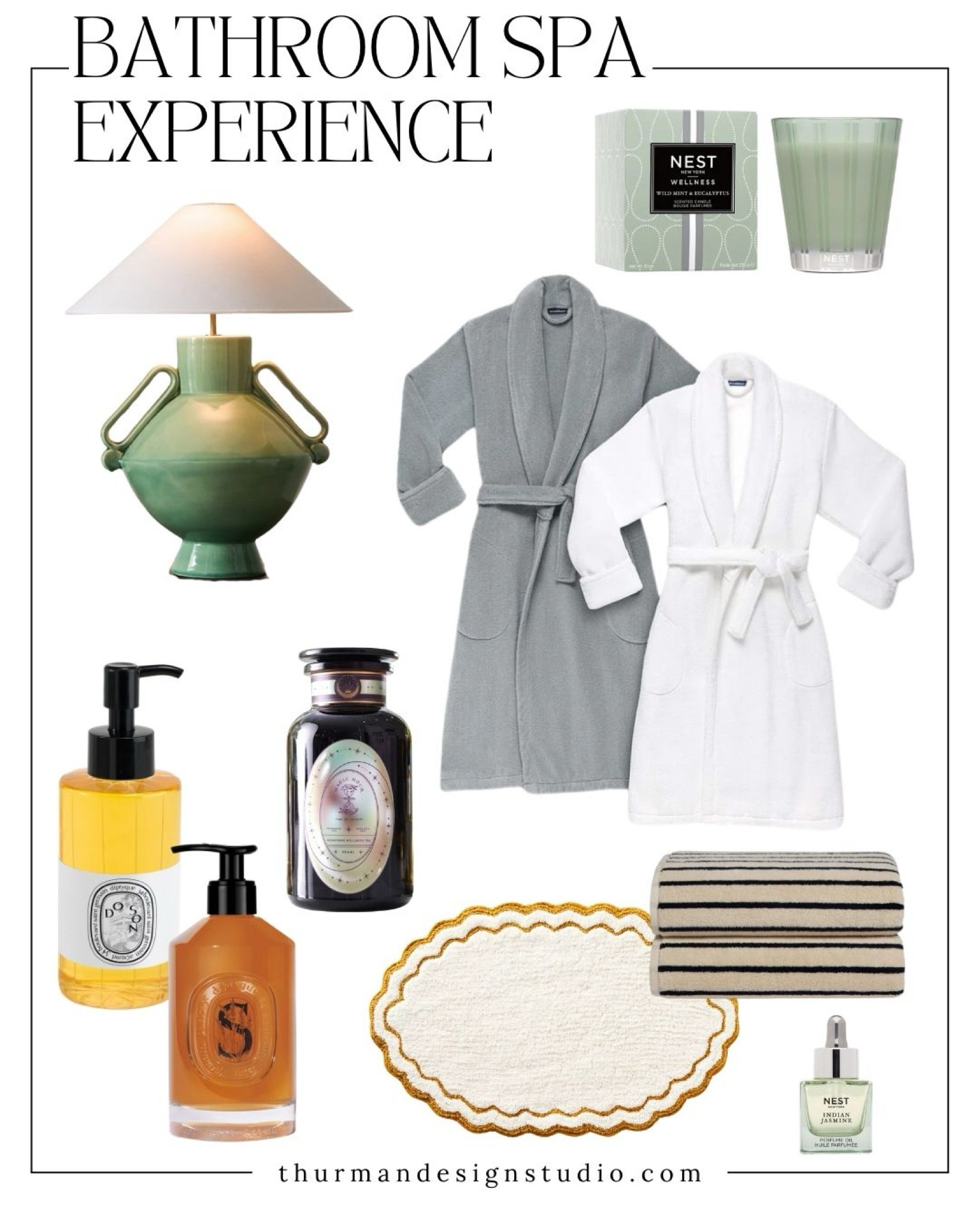 Who says you need to leave the house for a little pampering? 
Create your own spa experience at home with these essentials:
 
 Aromatherapy Diffuser & Essential Oils: Set the mood with calming 
scents like lavender or eucalyptus.
Candles: Soft lighting and soothing fragrances can instantly transform your space. 

Luxurious Bath Products: Treat yourself to bubble baths, bath salts, or a hydrating body scrub.
Cozy Accessories: Add a plush robe, soft slippers, and even a 
cushioned bath pillow for ultimate comfort.
 
Take time to unwind—you deserve it!  Shop our favorite spa-worthy finds to turn your home into a sanctuary.

#LTKBeauty #LTKU #LTKHome