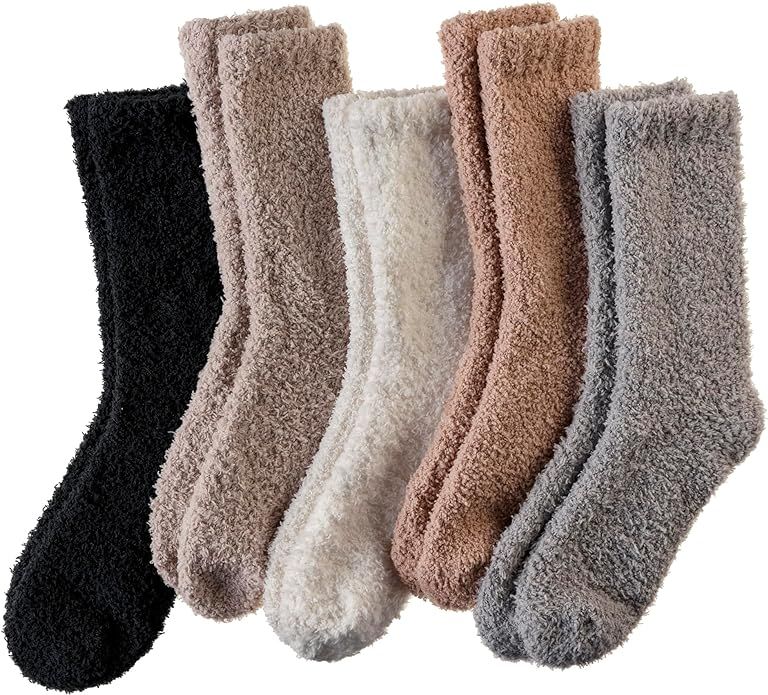 Womens Fuzzy Socks Soft Warm Fluffy Socks Winter Sleep Thermal Plush Casual Cozy Home Socks | Amazon (US)