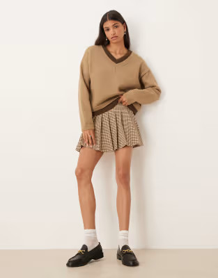 ASOS DESIGN pleated mini skirt in micro check | ASOS (Global)
