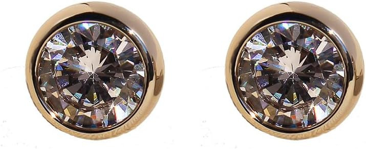 Classic 925 Silver Needle Stud Earrings with Velvet Jewelry Box, 1cm Diameter Cubic Zirconia Earr... | Amazon (US)