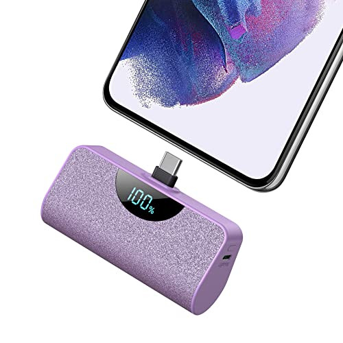 USB-C Portable Charger Power Bank 5200mAh,Ultra Compact LCD Display Battery Pack Backup Charger Compatible with iPhone 15/15 Plus/15 Pro/15 Pro Max Samsung,Moto,Google Pixel,Android Phones etc-Purple | Amazon (US)