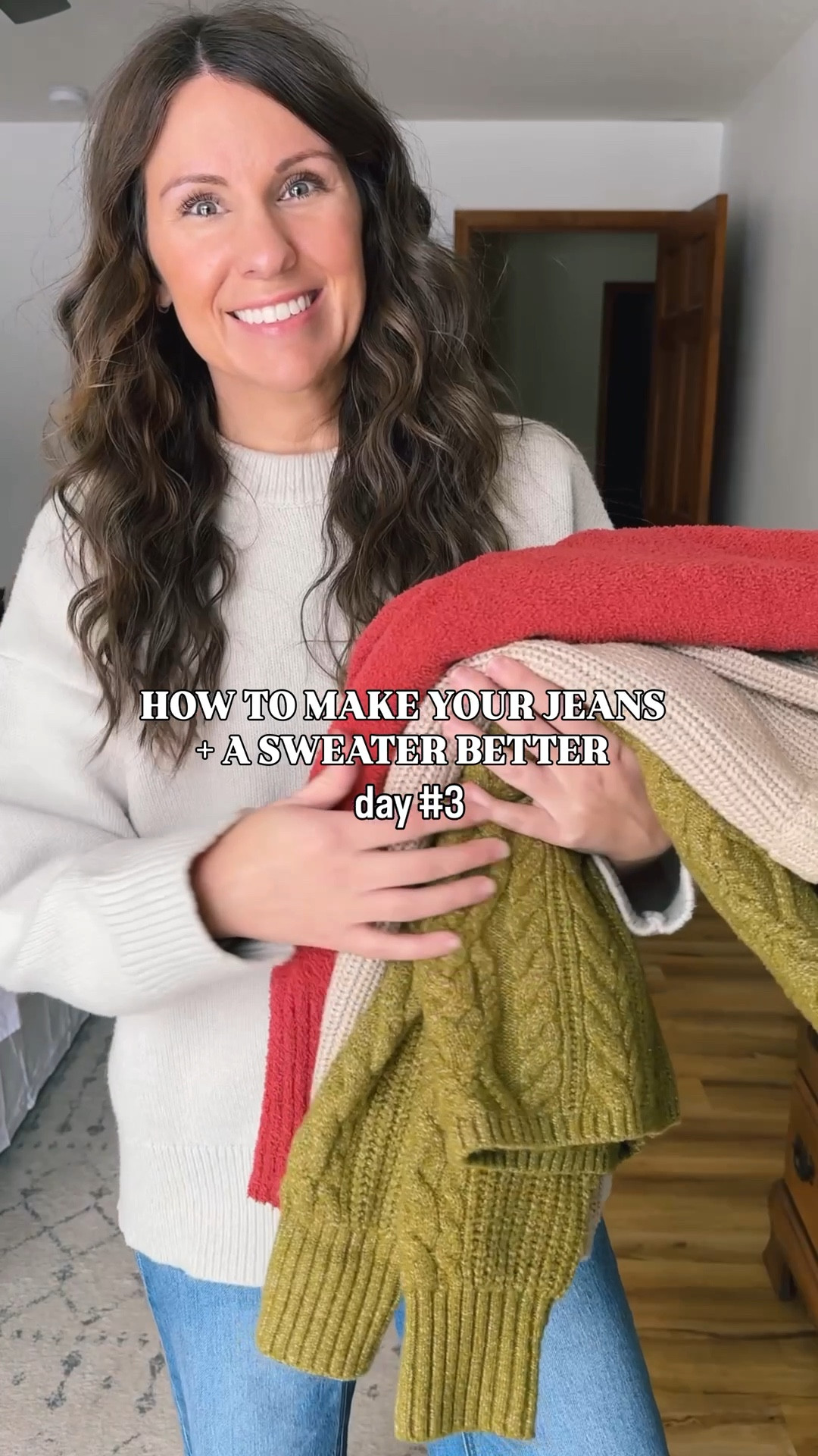 If you’ve been following along this week, you’ve seen that I’ve been doing a series on “how to make your jeans + a sweater better”. 

By mid-February we all start to get a little bored with winter clothes, but there’s still quite a bit of winter left😅 So, I’m sharing tips all week long on how to make a “jeans and sweater” outfit more interesting. 
Today is day 3! Be sure to scroll back and watch day 1 and 2 and follow along for the last day tomorrow🧡

Tip # 3: trade out your basic knit sweater for one with texture— a fuzzy sweater, a ribbed pullover, or a cable knit option can add just a little more interest than a basic sweater. Bonus points for fun colors too 🌈

Sizing:
Rust sweater (more coral/red in person): size small
Tan cotton ribbed sweater (I also own in ivory and black) : size small 
Green sweater: size small (sold out—linked similar)

I linked a bunch of current textured sweaters! So many cute ones!

#jeansandasweater #fashiontips #fashionhacks #widelegjeans #granolagirlstyle 

#LTKSeasonal #LTKootd #LTKPetite