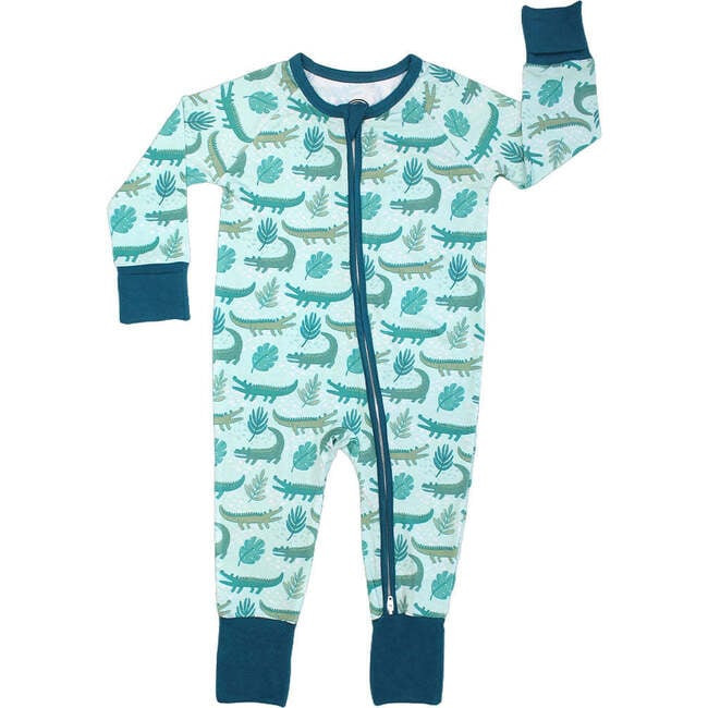 Emerson and Friends | Later Gator Bamboo Convertible Baby Pajamas (Green, Size 0-3M) | Maisonette | Maisonette