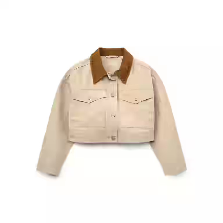 Weekend Academy Girls Denim Workwear Jacket with Corduroy Collar, Sizes 4-18 | Walmart (US)