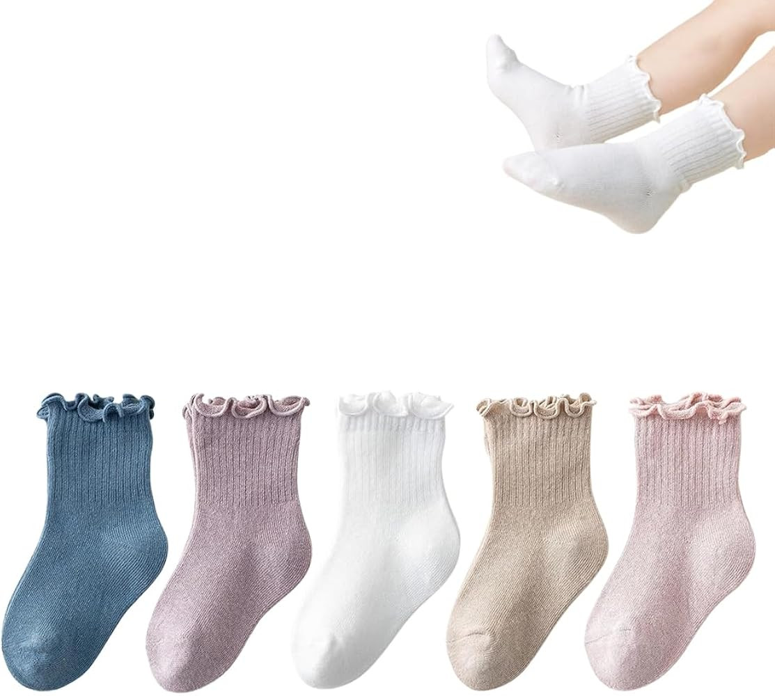 Baby Girls Socks Toddlers Ruffle Socks Girl's Frilly Dress Socks Baby Summer Mesh Socks Solid Cre... | Amazon (US)