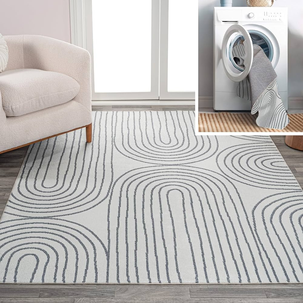 JONATHAN Y WSH310A-3 Doodle Contemporary Glam Geometric Machine-Washable Area Rug, Bohemian, Mode... | Amazon (US)