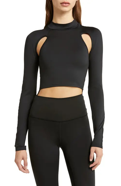 Alo Airlift Cutout Crop Top in Black at Nordstrom, Size Small | Nordstrom
