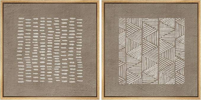 SIGNFORD Framed Canvas Print Wall Art Set Minimalist Line Patterns on Textured Background Modern ... | Amazon (US)