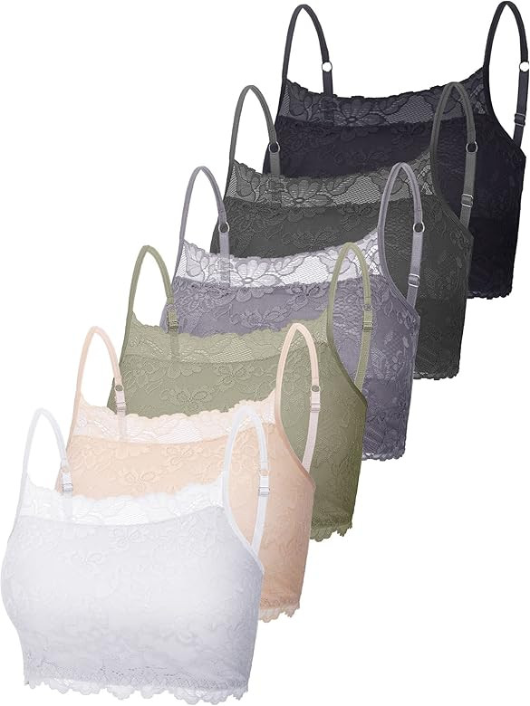 Bencailor 6 Pack Women's Lace Camisoles, Cleavage Cover up Tank Top Bralette Half Cropped Cami Br... | Amazon (US)
